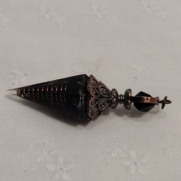 Resin & Black Obsidian Chip Crystal Pendulum - Picture 3 of 4